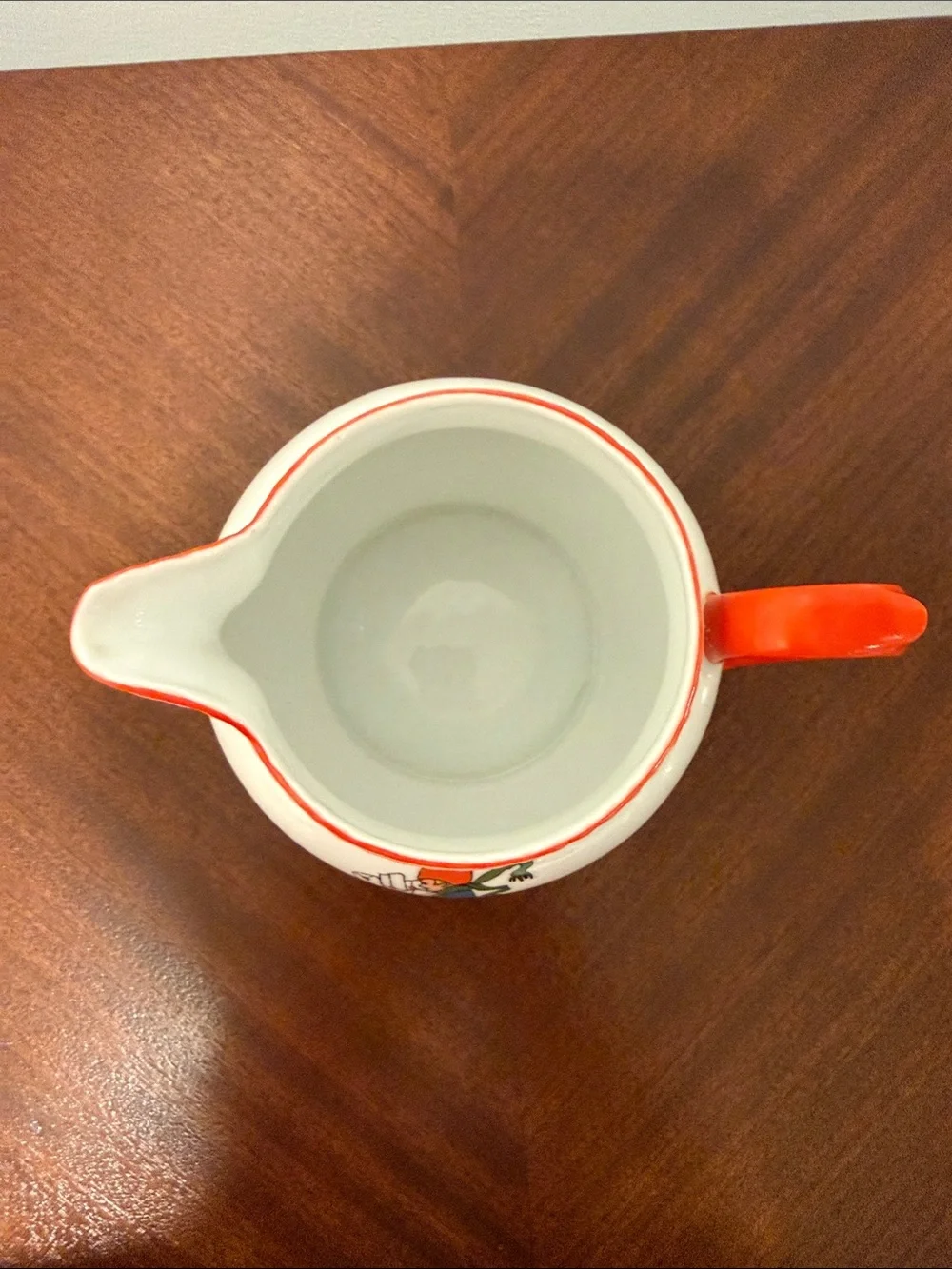 Vintage Victoria China Creamer Pitcher with Red Trim and Handle